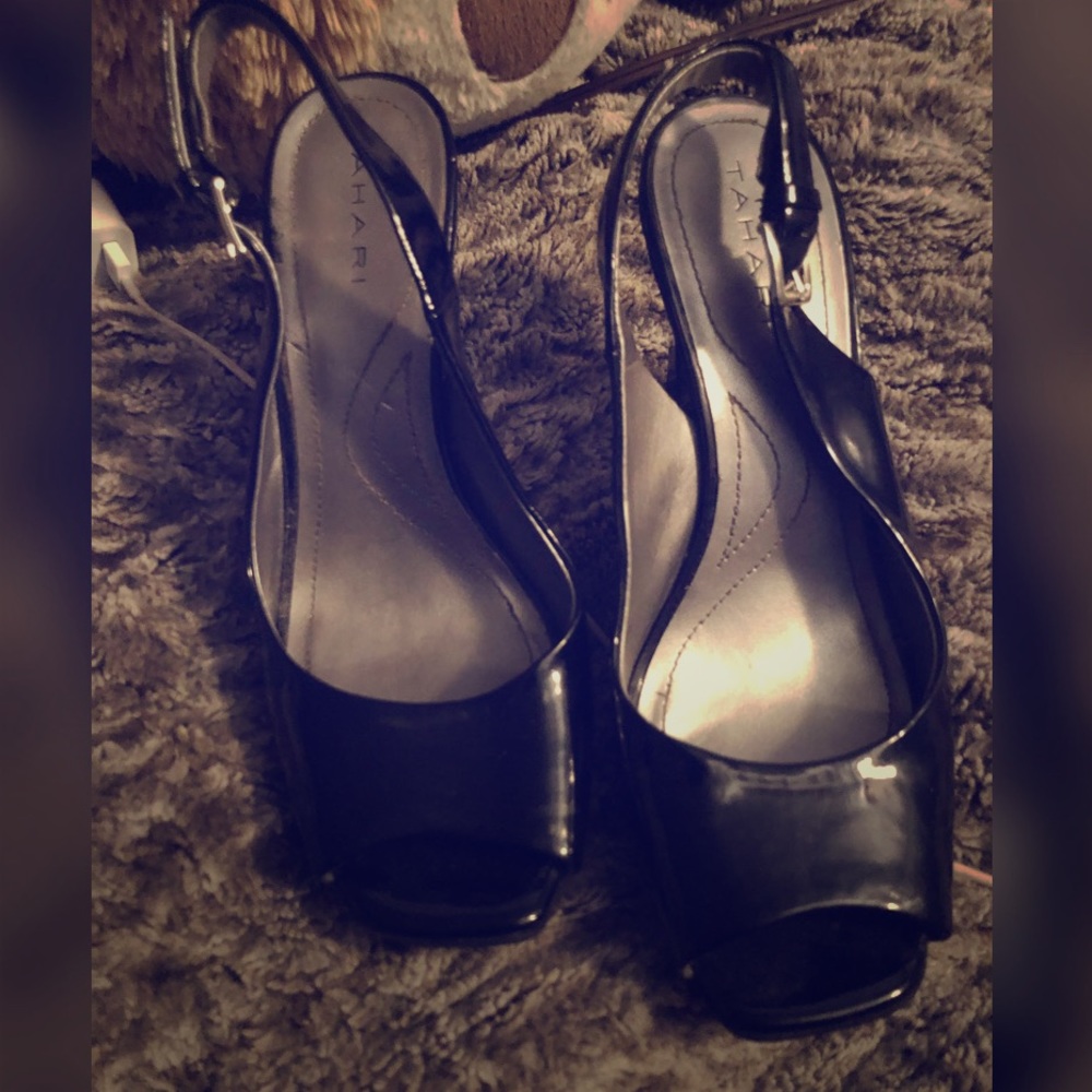 Black tahari peep toe sandals